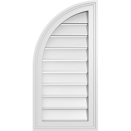 Ekena Millwork Quarter Round Top Left Surface Mount PVC Gable Vent w/ 2"W x 1-1/2"P Brickmould Frame, 14"W x 28"H GVPQL14X2802SF